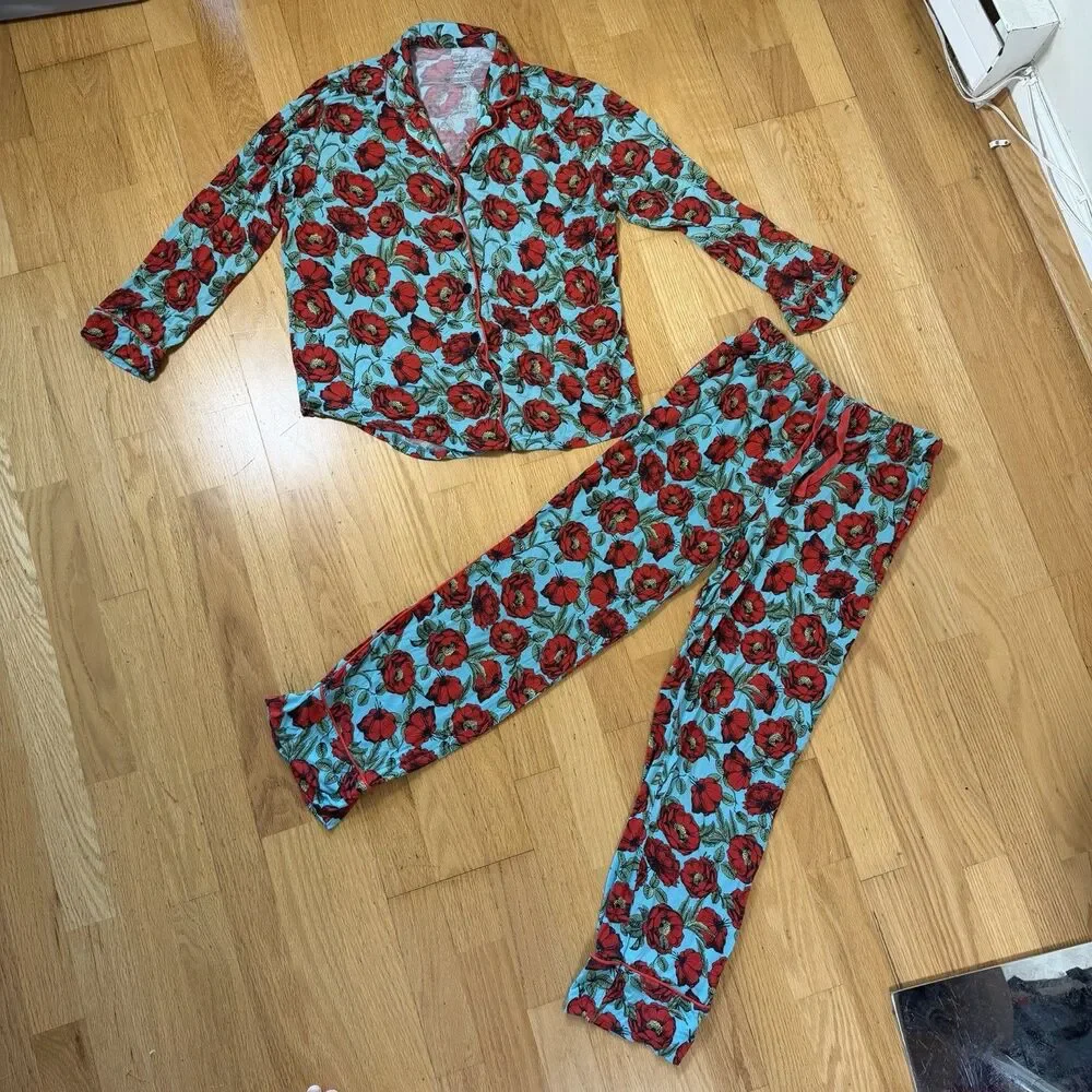 Posh Peanut x Alice + Olivia Pajama Set $116 Beach Bliss M Bamboo Pockets Cozy